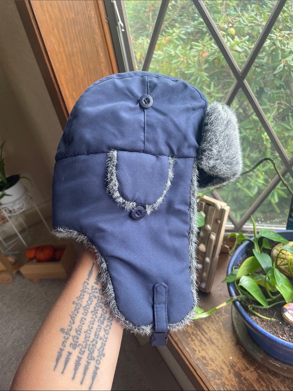 Dry Ice Winter Trapper Hat - Navy Faux-Fur Lined